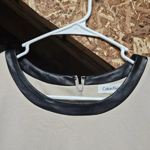 Calvin Klein Women's Dress Tan & Black Faux Leather Accents Size 12 - Picture 3 of 11